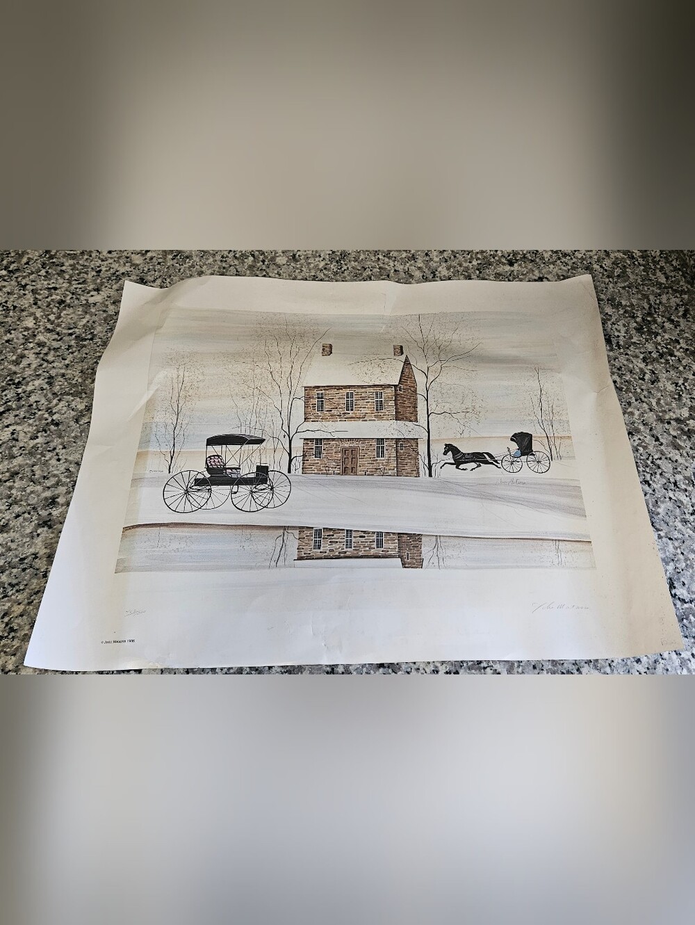 John Matassa 1986 "Harvest Gold" Signed Limited Edition Print Winter Landscape